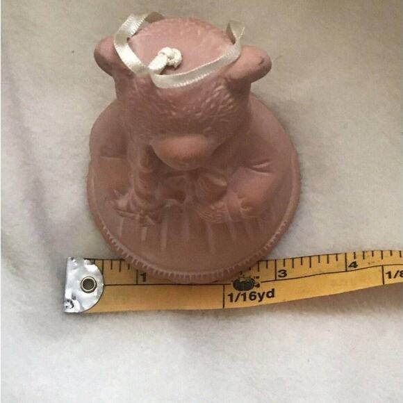 Vintage Ceramic Teddy Bear Figurine with Dress & Flowers Collectible - Picture 2 of 4